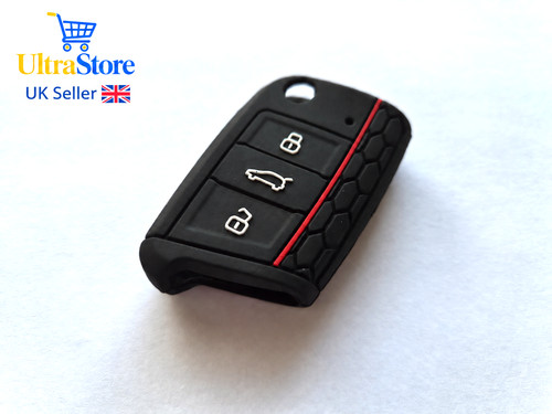 Black silicone key fob - black,
